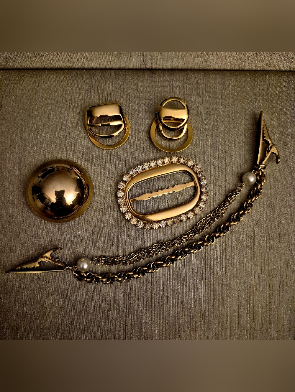 Vintage Gold-Tone Cardigan Clip Sweater Guard Scarf Clips Lot Of 5